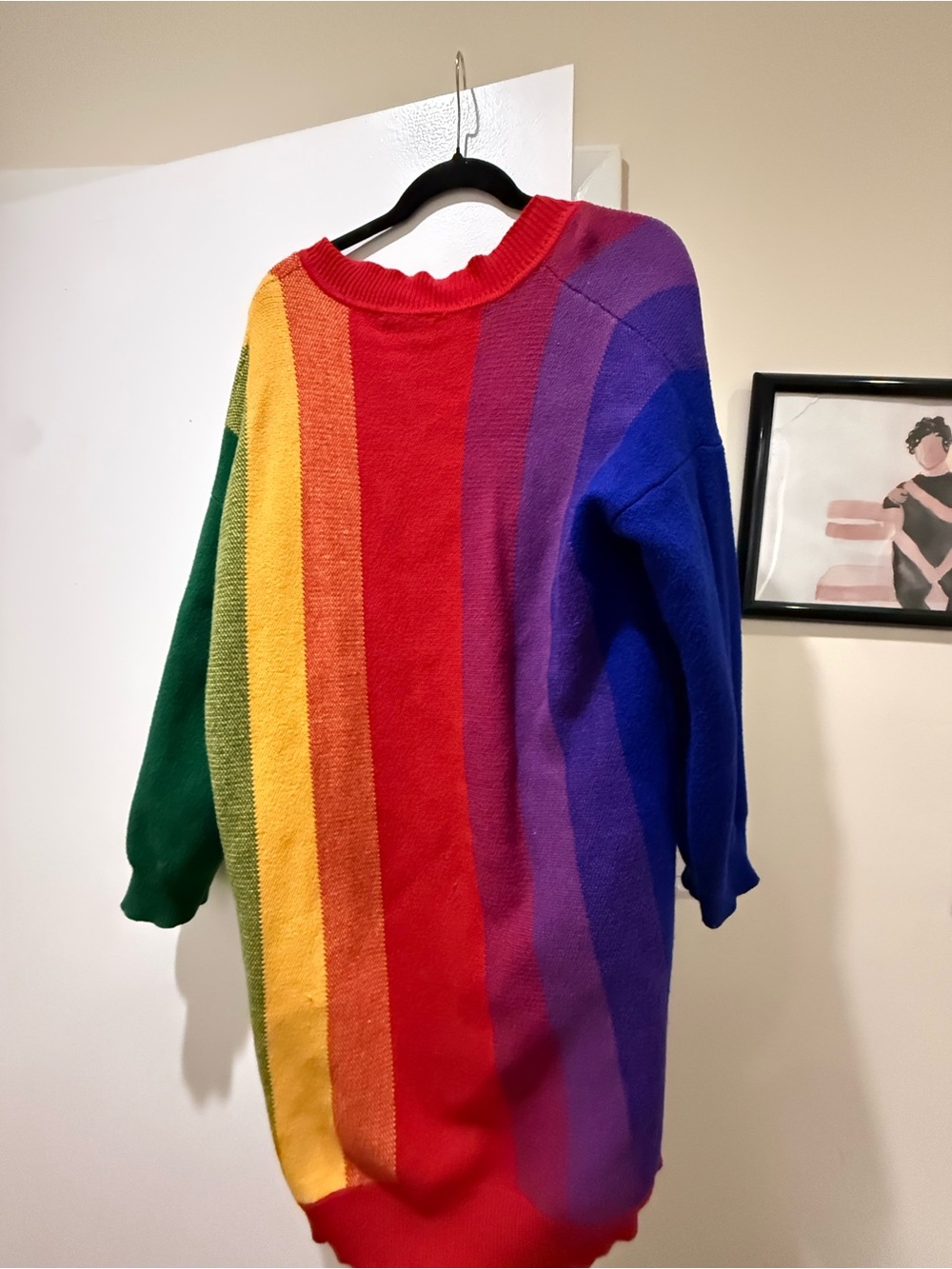 Women’s Dolls Kill Rainbow Stripe V-Neck Sweater Dress, size M/L - Picture 5 of 5